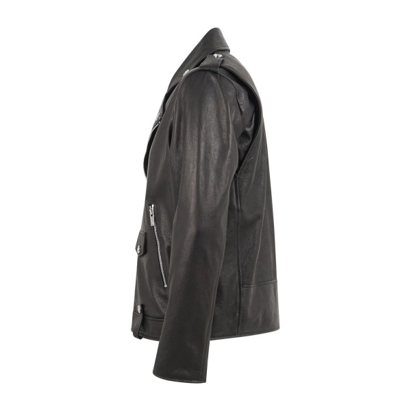 Richmond X - Giubbotto nero Dagon modello chiodo in vera pelle per uomo |