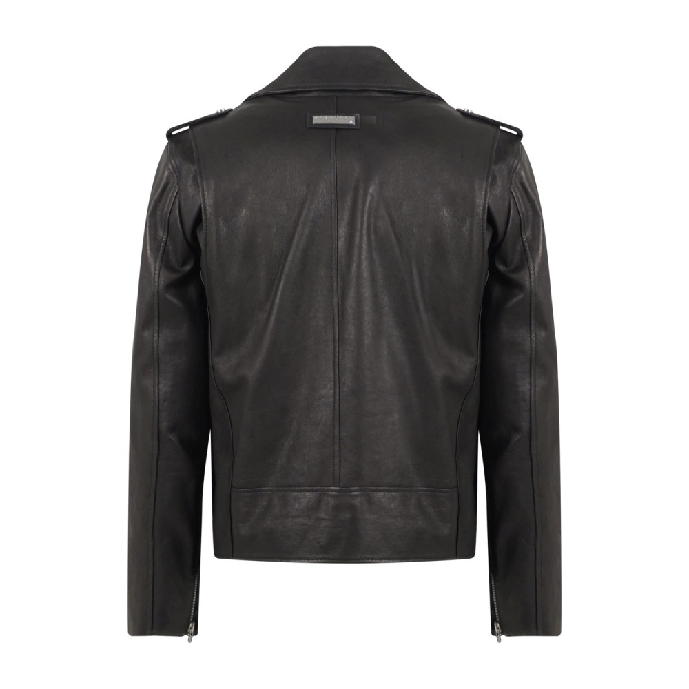 Richmond X - Giubbotto nero Dagon modello chiodo in vera pelle per uomo |