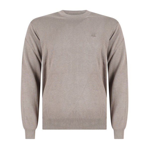 Armani Exchange - Maglione beige girocollo con ricamo logo sul petto per uomo |
