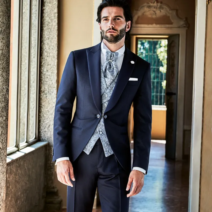 Lubiam 1911 Cerimonia - Abito smoking rever a lancia blu per uomo | 