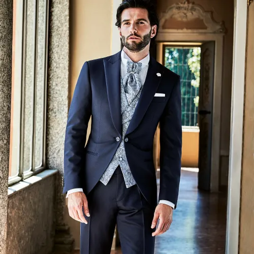 Lubiam 1911 Cerimonia - Abito smoking rever a lancia blu per uomo | 