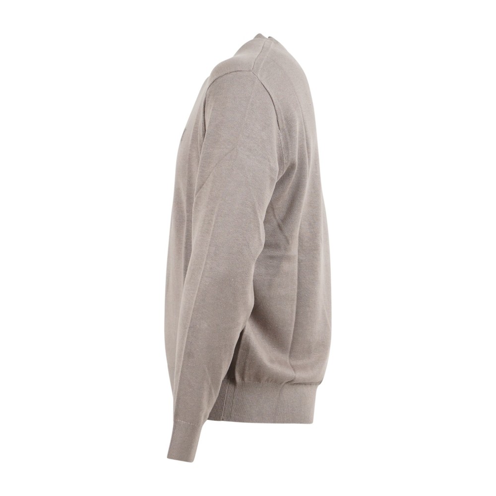 Armani Exchange - Maglione beige girocollo con ricamo logo sul petto per uomo |