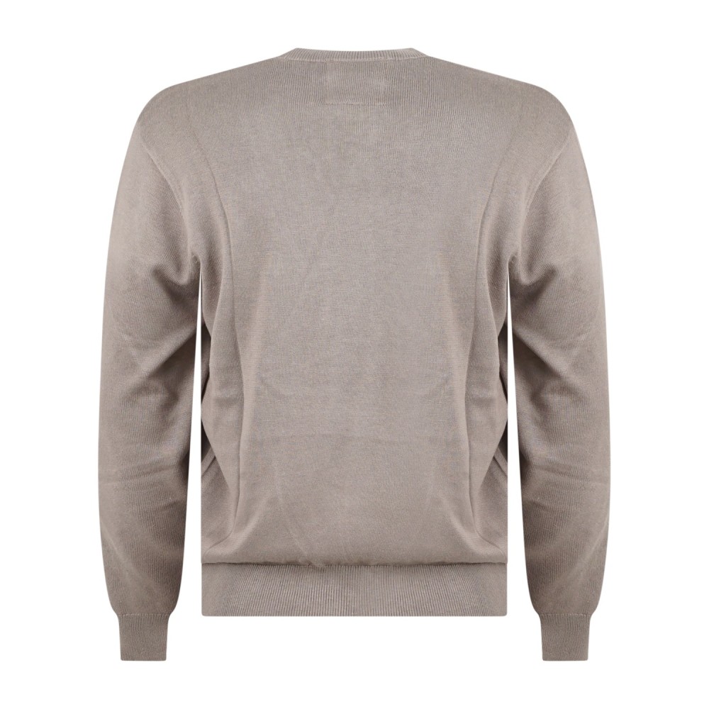 Armani Exchange - Maglione beige girocollo con ricamo logo sul petto per uomo |