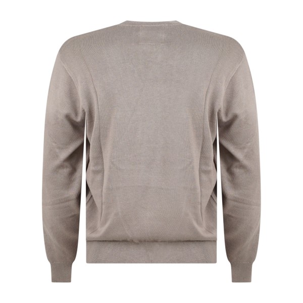 Armani Exchange - Maglione beige girocollo con ricamo logo sul petto per uomo |