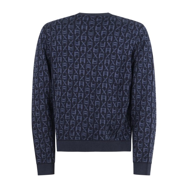 Armani Exchange - Maglione blu girocollo con logo all orver per uomo | xm002441