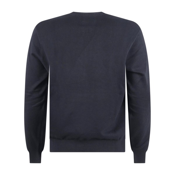 Armani Exchange - Maglione blu girocollo con ricamo logo sul petto per uomo |