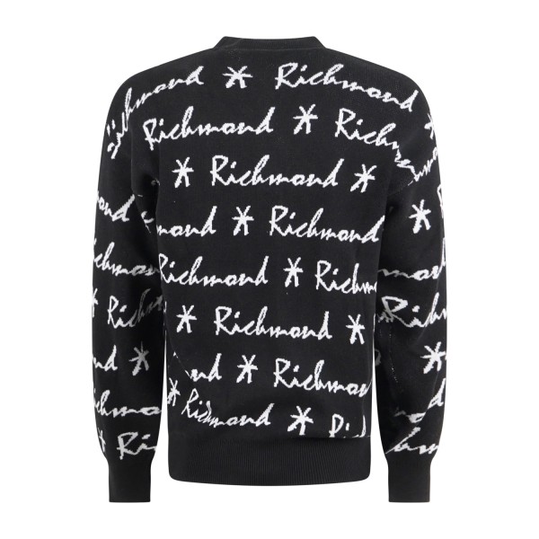 Richmond X - Maglione cardigan nero Shanga scollo a V con bottoni fantasia all