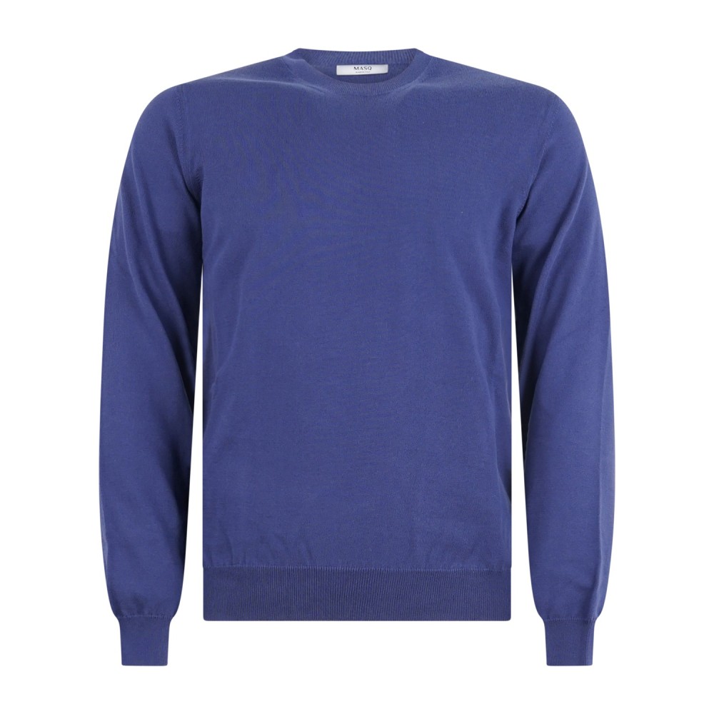 MASQ - Maglione girocollo azzurro manica lunga in cotone per uomo | m5425-1000