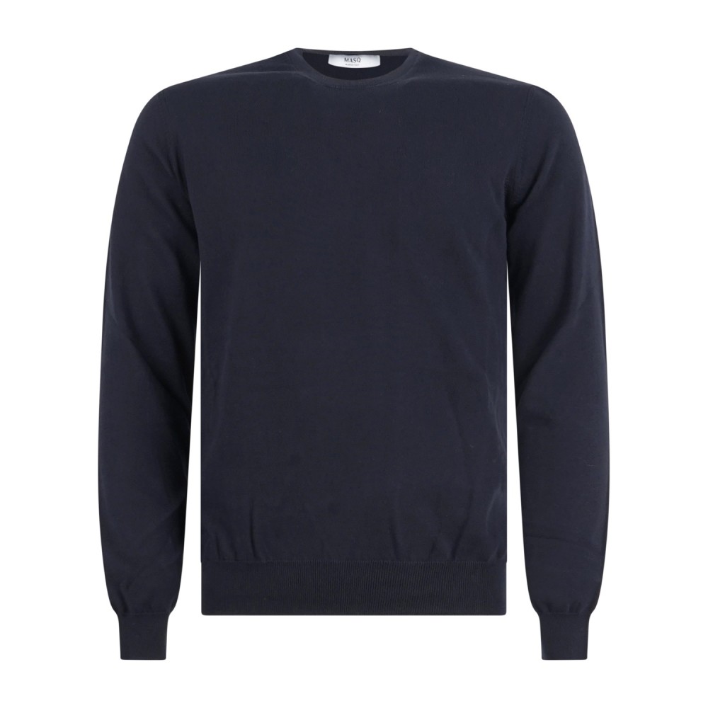 MASQ - Maglione girocollo blu manica lunga in cotone per uomo | m5425-1000