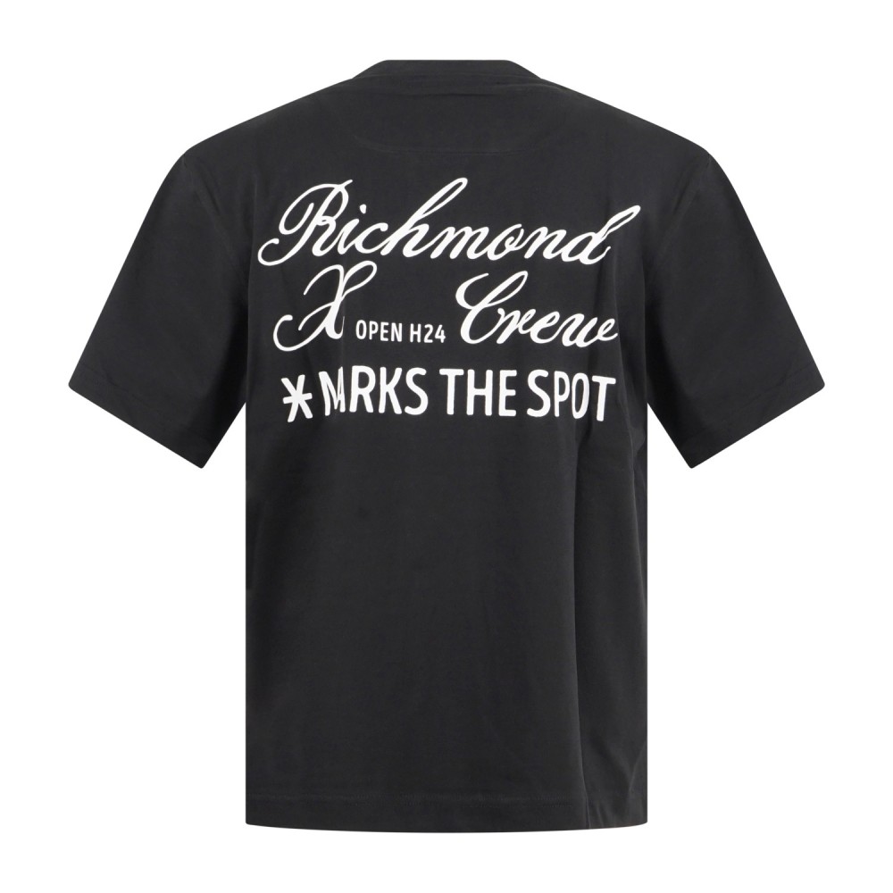 Richmond X - T-shirt nera Semio over con stampa logo sul petto e sul retro per