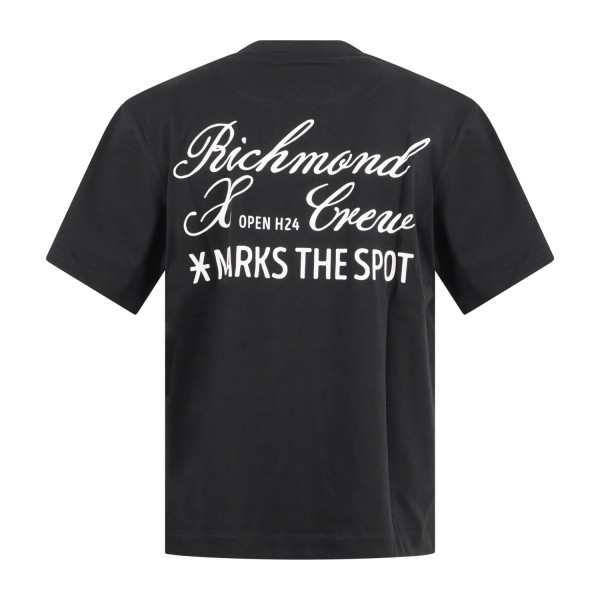 Richmond X - T-shirt nera Semio over con stampa logo sul petto e sul retro per