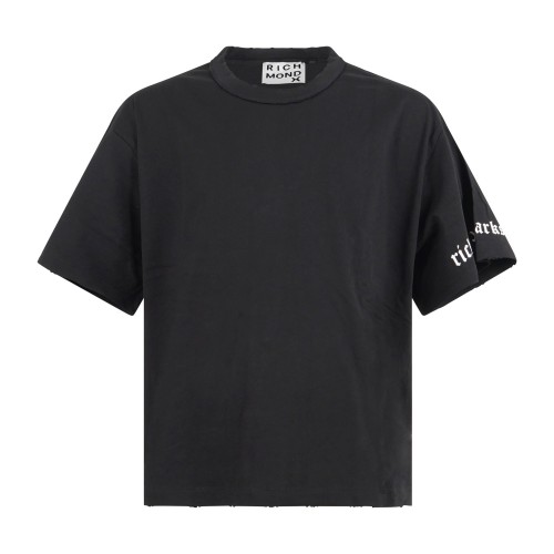 Richmond X - T-shirt nera Solle over con stampa logo sulla manica sinistra per
