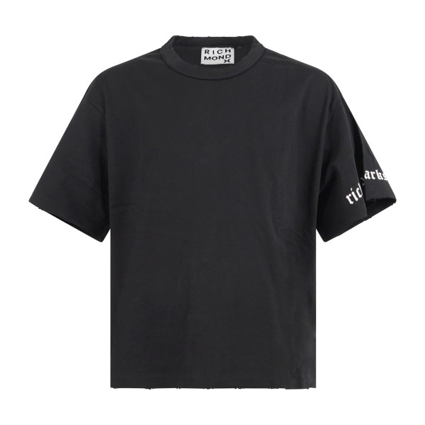 Richmond X - T-shirt nera Solle over con stampa logo sulla manica sinistra per