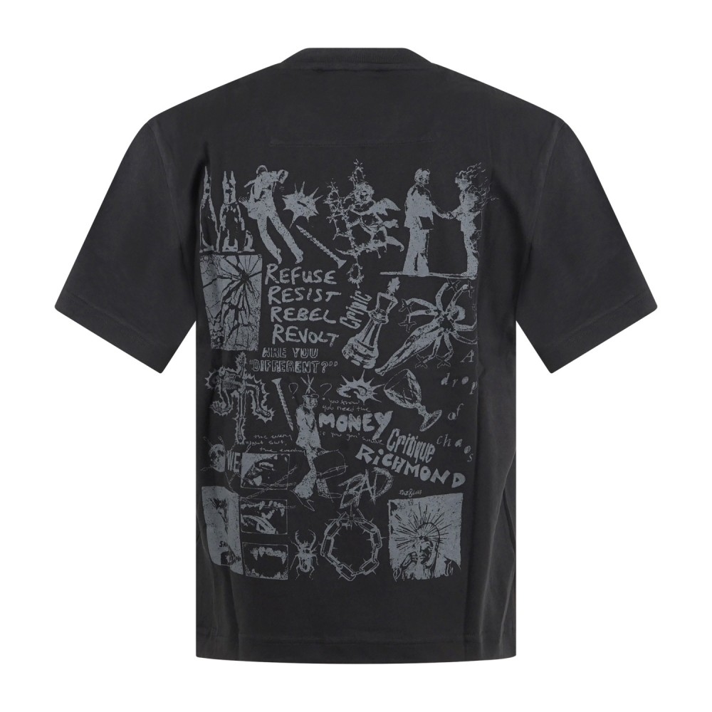 Richmond X - T-shirt nera Tapoa over con ricamo logo sul fronte e stampa sul