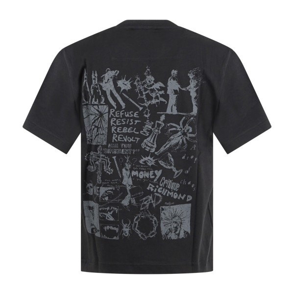 Richmond X - T-shirt nera Tapoa over con ricamo logo sul fronte e stampa sul