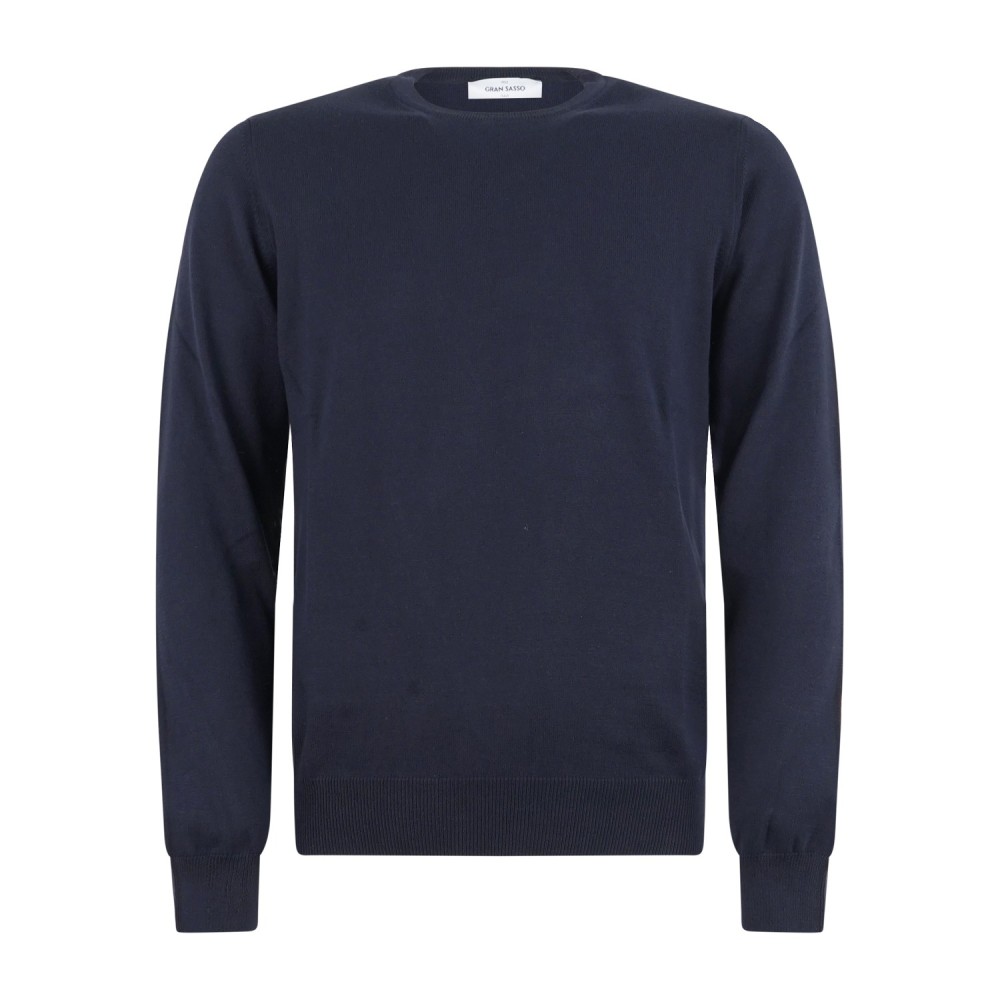 Gran Sasso - Maglione blu in cotone per uomo | paricollo m/l 55167 18190 598
