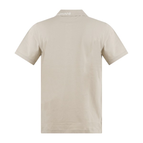 Emporio Armani - Polo beige manica corta con ricamo logo sul colletto per uomo