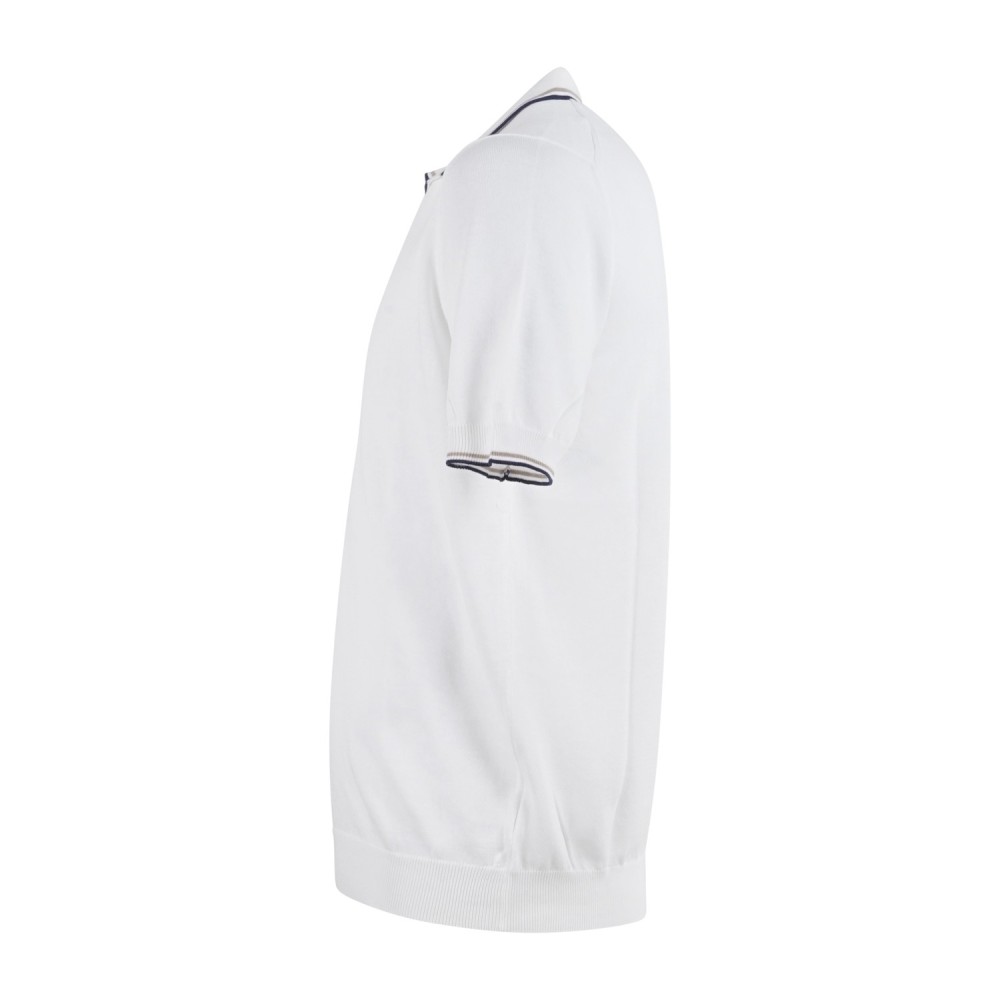 Gran Sasso - Polo bianca con bordino in maglia di cotone Fresh Cotton per uomo