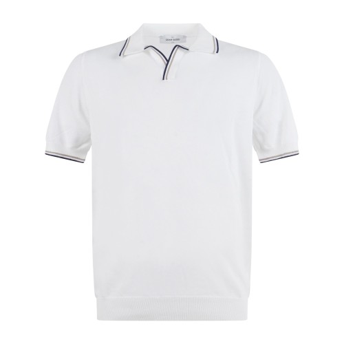 Gran Sasso - Polo bianca con bordino in maglia di cotone Fresh Cotton per uomo