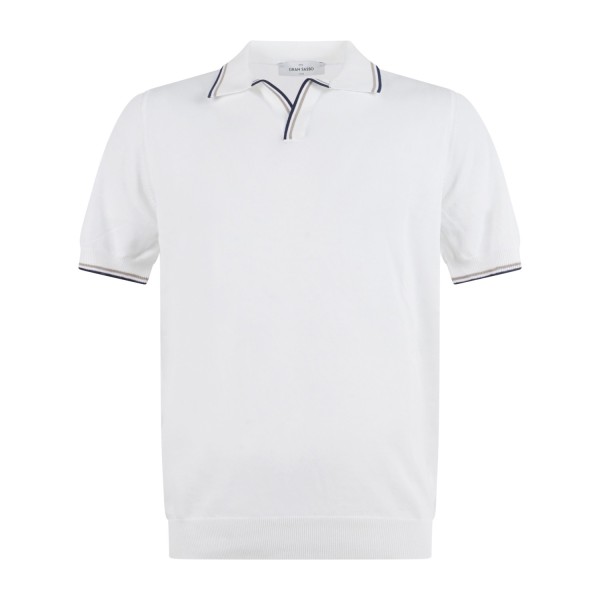 Gran Sasso - Polo bianca con bordino in maglia di cotone Fresh Cotton per uomo