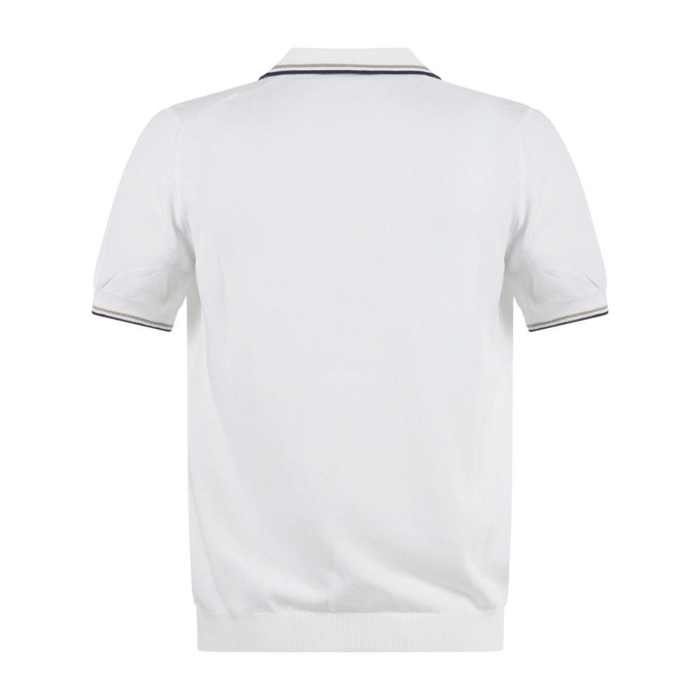 Gran Sasso - Polo bianca con bordino in maglia di cotone Fresh Cotton per uomo