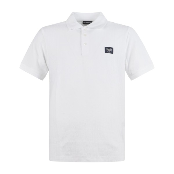Emporio Armani - Polo bianca manica corta con patch logo sul petto per uomo |