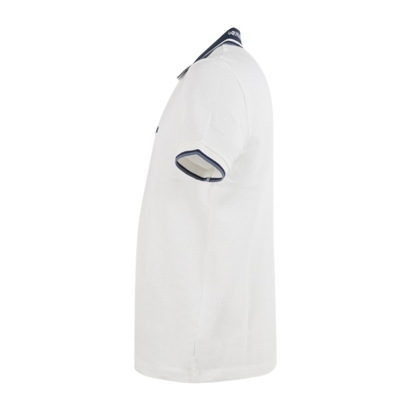 Armani Exchange - Polo bianca maniche corte in piqué con colletto a contrasto