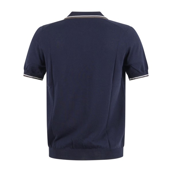 Gran Sasso - Polo blu con bordino in maglia di cotone Fresh Cotton per uomo |
