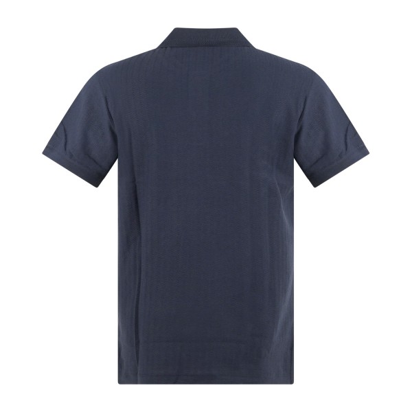 Emporio Armani - Polo blu manica corta con patch logo sul petto per uomo |
