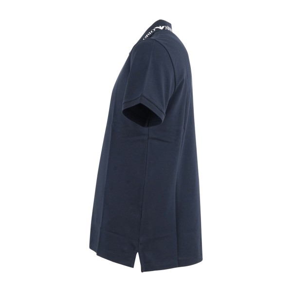 Emporio Armani - Polo blu manica corta con ricamo logo sul colletto per uomo |