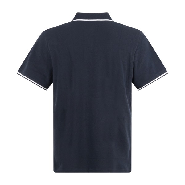 Emporio Armani - Polo blu manica corta con righe a contrasto sul collo e bordi