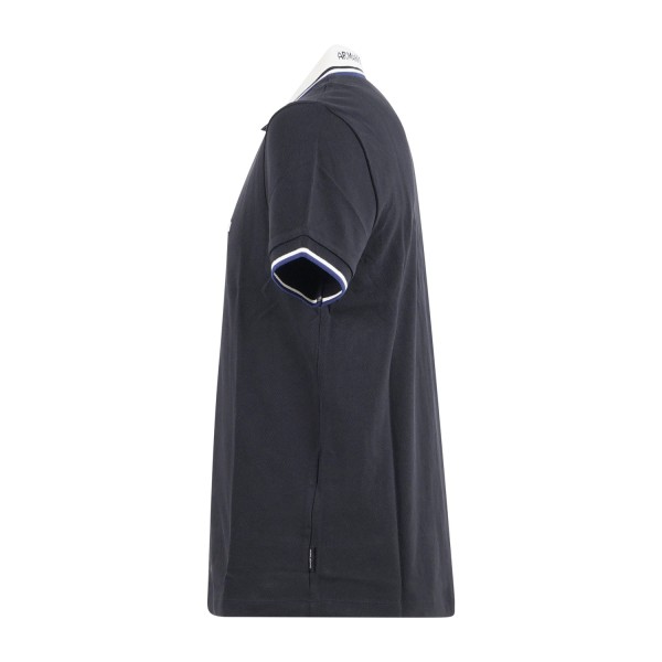 Armani Exchange - Polo blu maniche corte in piqué con colletto a contrasto per