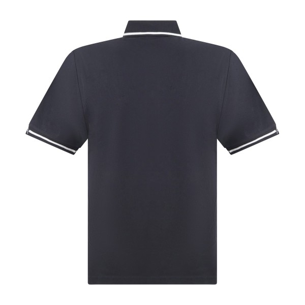 Armani Exchange - Polo blu maniche corte in piqué con righe sul colletto a