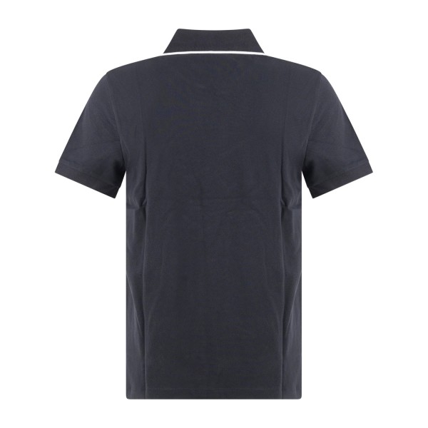 Armani Exchange - Polo blu senza bottoni maniche corte con righe sul colletto a