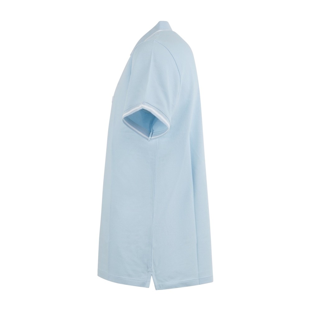 Emporio Armani - Polo celeste manica corta con righe a contrasto sul collo e