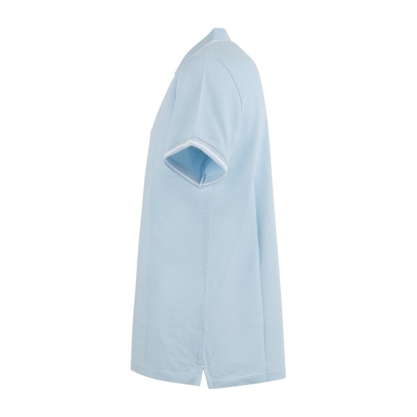 Emporio Armani - Polo celeste manica corta con righe a contrasto sul collo e