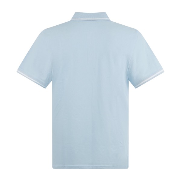 Emporio Armani - Polo celeste manica corta con righe a contrasto sul collo e