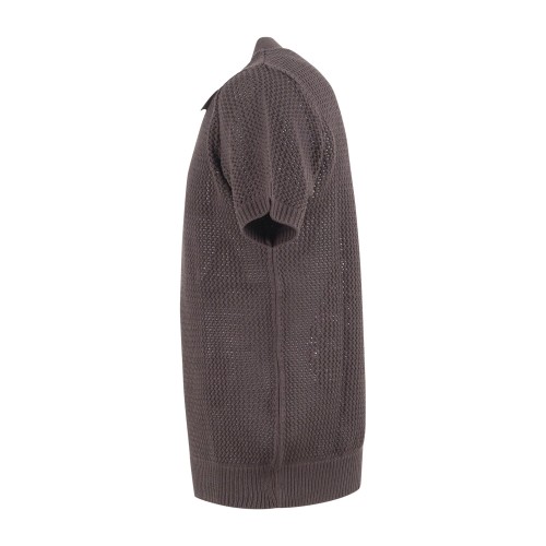 Marsem - Polo marrone manica corta in viscosa con lavorazione a rete per uomo | 2