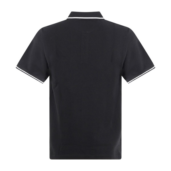 Emporio Armani - Polo nera manica corta con righe a contrasto sul collo e bordi