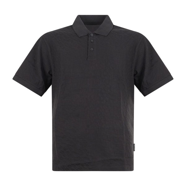 Armani Exchange - Polo nera maniche corte in piqué con lavorazione jacquard