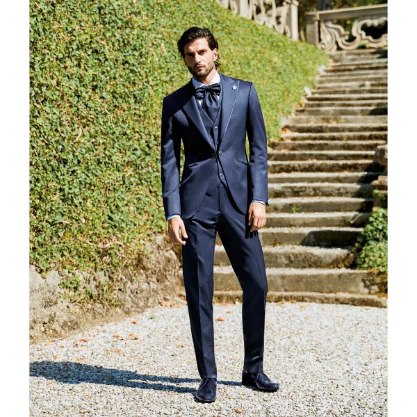 Lubiam 1911 Cerimonia - Abito smoking rever a lancia blu per uomo | 