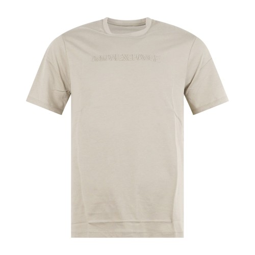Armani Exchange - T-shirt beige con stampa a rilievo tono su tono sul fronte