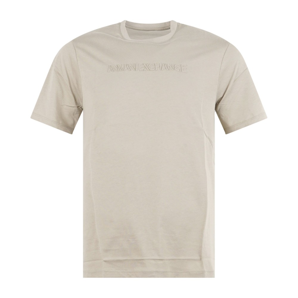 Armani Exchange - T-shirt beige con stampa a rilievo tono su tono sul fronte