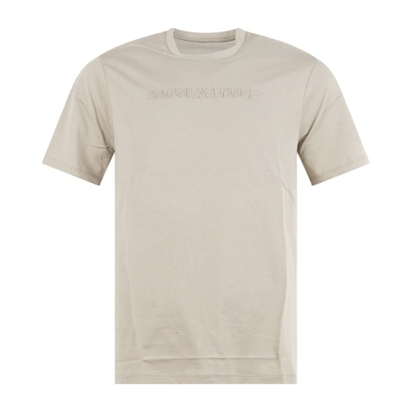 Armani Exchange - T-shirt beige con stampa a rilievo tono su tono sul fronte