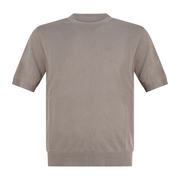 Armani Exchange - T-shirt beige manica corta in cotone con ricamo logo per uomo