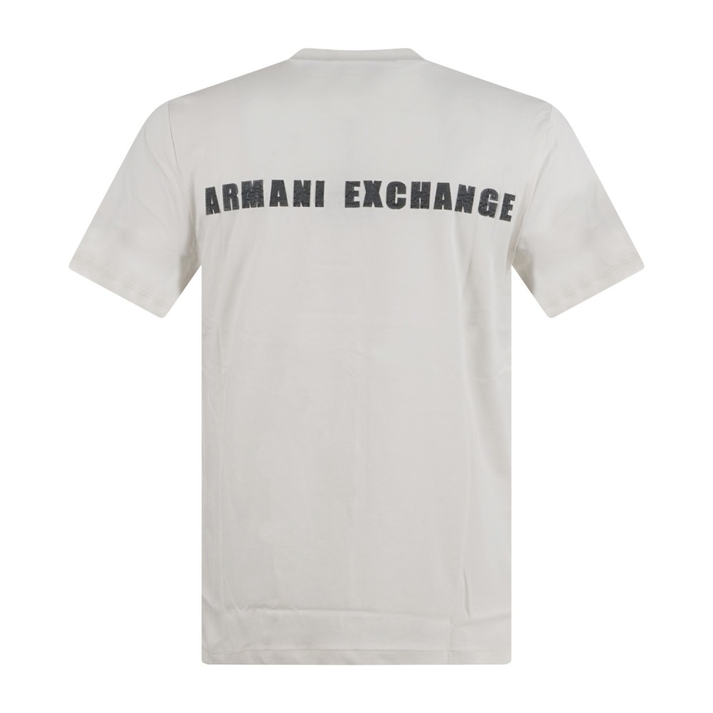 Armani Exchange - T-shirt bianca con ricamo logo fronte e retro per uomo |