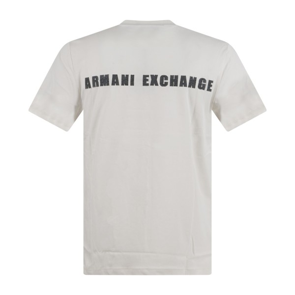 Armani Exchange - T-shirt bianca con ricamo logo fronte e retro per uomo |