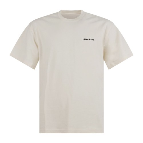 Dickies - T-shirt bianca con ricamo logo sul fronte per uomo | dk0a89enecr1