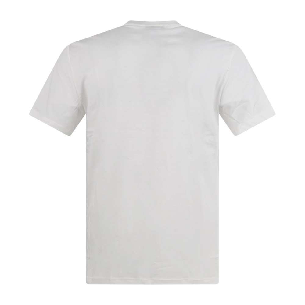 Armani Exchange - T-shirt bianca con ricamo logo sul fronte a contrasto per