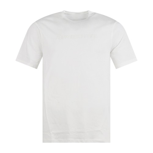 Armani Exchange - T-shirt bianca con stampa a rilievo tono su tono sul fronte